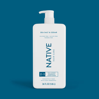 Front of Sea Salt & Cedar Full & Thick 2-in-1 Shampoo and Conditioner bottle