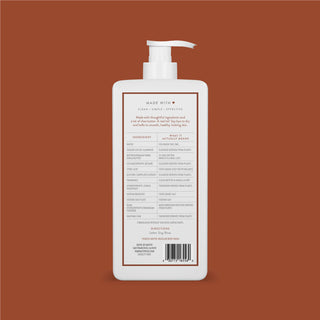 Back of Cocoa Butter & Vanilla Body Wash bottle showing ingredient list and directions