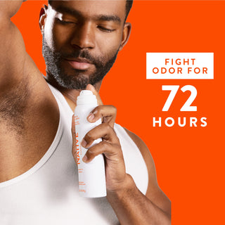 Person applying Native deodorant under arm with text reading 72-hour odor protection
