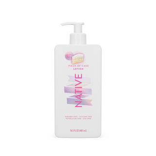 Front of Native Piece of Cake Moisturizing Lotion bottle