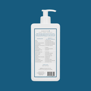 Back view of Native Sea Salt & Cedar Moisturizing Lotion bottle showing the ingredient list and directions