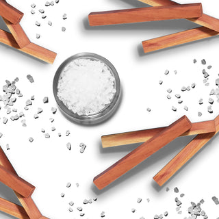 Wood sticks with sea salt grains