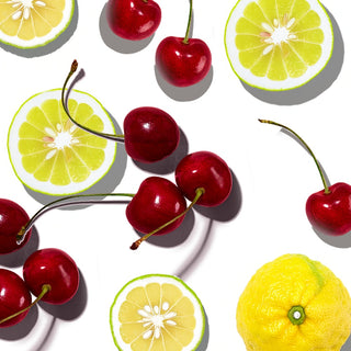 Arrangement of cherries and lemon slices