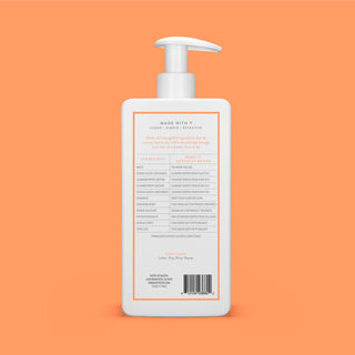 Back of Sweet Peach & Nectar Moisturizing Shampoo bottle showing ingredient list and directions