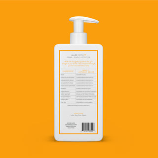 Back of Almond & Shea Butter Strengthening Shampoo bottle showing ingredient list and directions