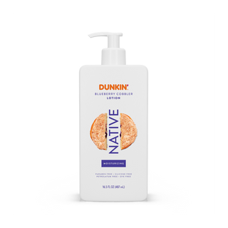 Front of Native Dunkin - Blueberry Cobbler Moisturizing Lotion bottle