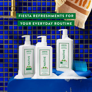 Jarritos - Watermelon Shampoo lineup with text reading "Fiesta refreshments for your everyday routine"