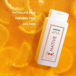 Native Jarritos - Mandarin Body Wash with text reading "Phthalate free, paraben free, dye free"