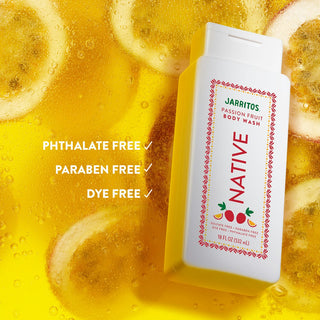 Native Jarritos - Passion Fruit Body Wash with text reading "Phthalate free, paraben free, dye free"