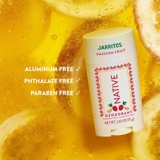 Native deodorant with text saying "Aluminum Free, Phthalate free, Paraben free"