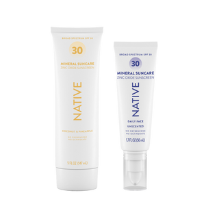 Tubes of Native Mineral Suncare Daily Body and Face Sunscreen SPF 30 side-by-side